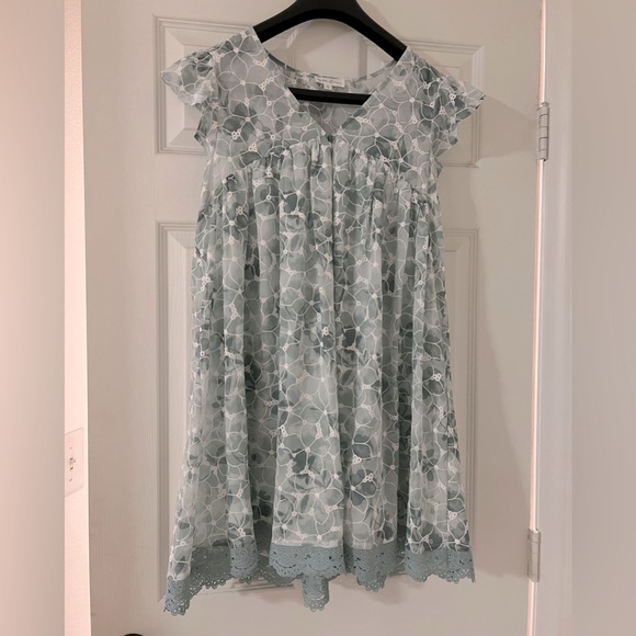 Moon River - By The River Floral Short Sleeve Dress in Light Green Size Medium - Picture 1 of 4